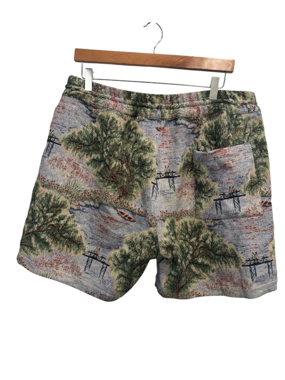 Portuguese Flannel Tapestry Scenic Landscape Shorts Men’s Large Drawstring Cotto - Picture 3 of 7